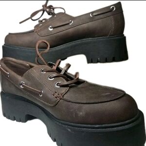 No Boundaries Women's Platform Shoe Chunky 🔥Sz 9 Brn Lug Vibe Y2k Barbie[5E